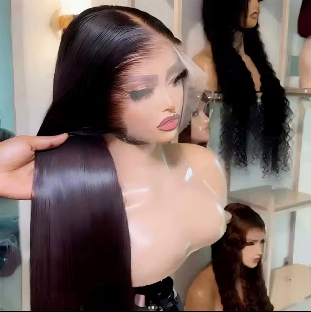 Premium Silky Straight HD Lace Frontal Wig – High Density & Bleached Small Knots